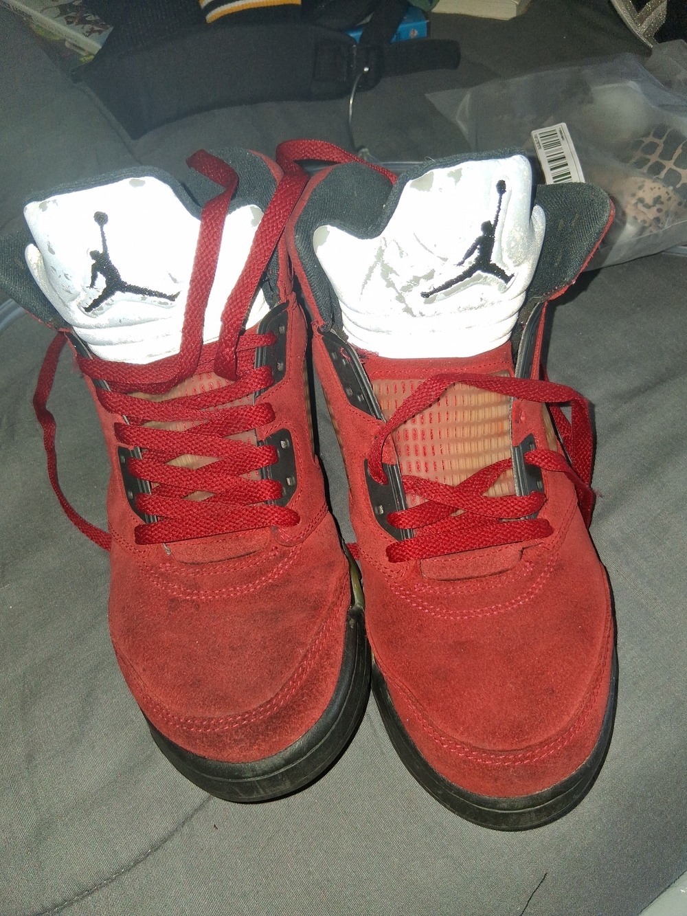 Air Jordan 5 Retro Red Suede Raging Bull Size 8 Men Pre-Owned 136027-602